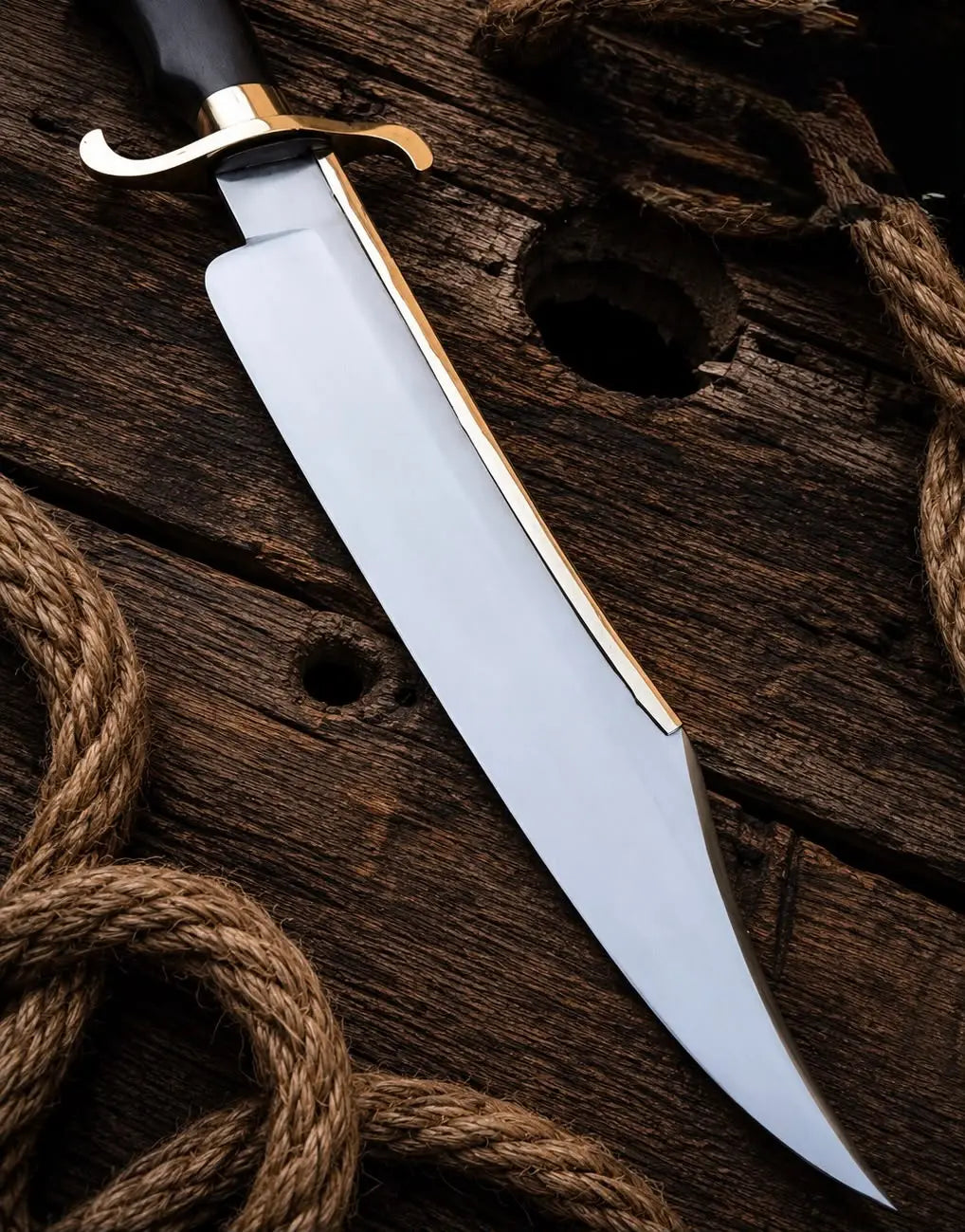 Handmade Alamo Musso Bowie Knife – Clip Point Blade with Brass Guard Lycan Handmade Style
