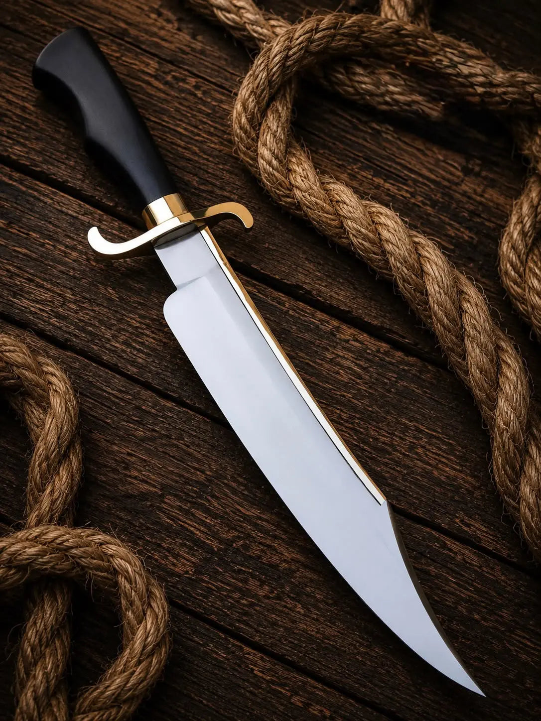 Handmade Alamo Musso Bowie Knife – Clip Point Blade with Brass Guard Lycan Handmade Style