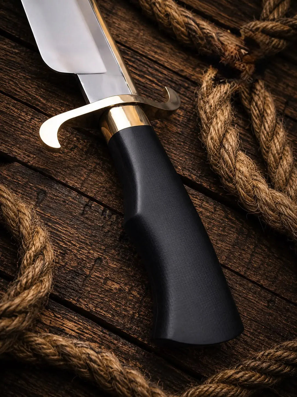 Handmade Alamo Musso Bowie Knife – Clip Point Blade with Brass Guard Lycan Handmade Style