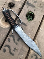 Handmade D-Guard Damascus  Steel Bowie Knife – Wood Handle with Brass Guard Lycan Handmade Style