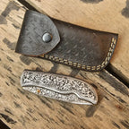 Handmade Steel Folding Pocket Knife with Sheath – EDC Gift Knife Lycan Handmade Style
