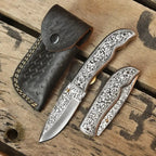 Handmade Steel Folding Pocket Knife with Sheath – EDC Gift Knife Lycan Handmade Style