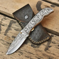 Handmade Steel Folding Pocket Knife with Sheath – EDC Gift Knife Lycan Handmade Style