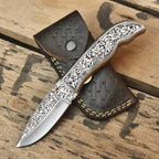 Handmade Steel Folding Pocket Knife with Sheath – EDC Gift Knife Lycan Handmade Style