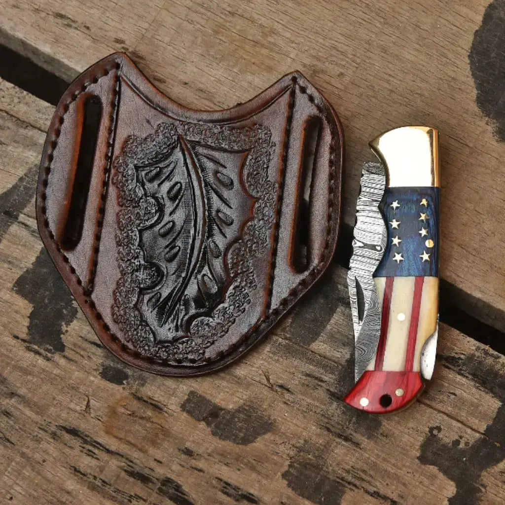 Handmade American Flag Folding Pocket Knife – Patriotic EDC Knife Lycan Handmade Style