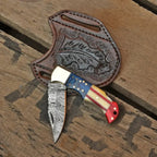 Handmade American Flag Folding Pocket Knife – Patriotic EDC Knife Lycan Handmade Style