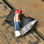 Handmade American Flag Folding Pocket Knife – Patriotic EDC Knife Lycan Handmade Style