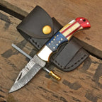 Handmade American Flag Folding Pocket Knife – Patriotic EDC Knife Lycan Handmade Style