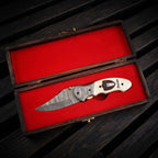 Classic Damascus Steel Folding Pocket Knife – Handmade EDC Knife Lycan Handmade Style