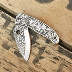 Skull Engraved Damascus Folding Knife – Gothic EDC Pocket Knife Lycan Handmade Style