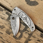 Custom Hand Engraved Folding Knife – Personalized EDC Pocket Knife Lycan Handmade Style
