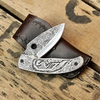 Custom Hand Engraved Folding Knife – Personalized EDC Pocket Knife Lycan Handmade Style