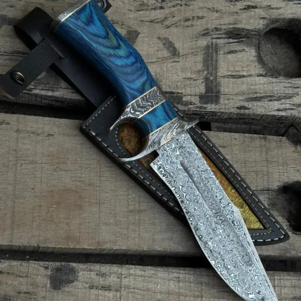 Damascus Steel Hunting Knife – Full Tang Fixed Blade Knife Lycan Handmade Style