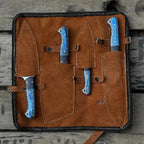 Handmade 4-Piece J2  Steel Chef Knife Set – Blue Wood Handle Lycan Handmade Style