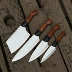 Handmade 4- J2 Steel Chef Knife Set – Pakka   Wood Handle Lycan Handmade Style