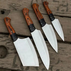 Handmade 4- J2 Steel Chef Knife Set – Pakka   Wood Handle Lycan Handmade Style