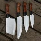 Handmade 4- J2 Steel Chef Knife Set – Pakka   Wood Handle Lycan Handmade Style