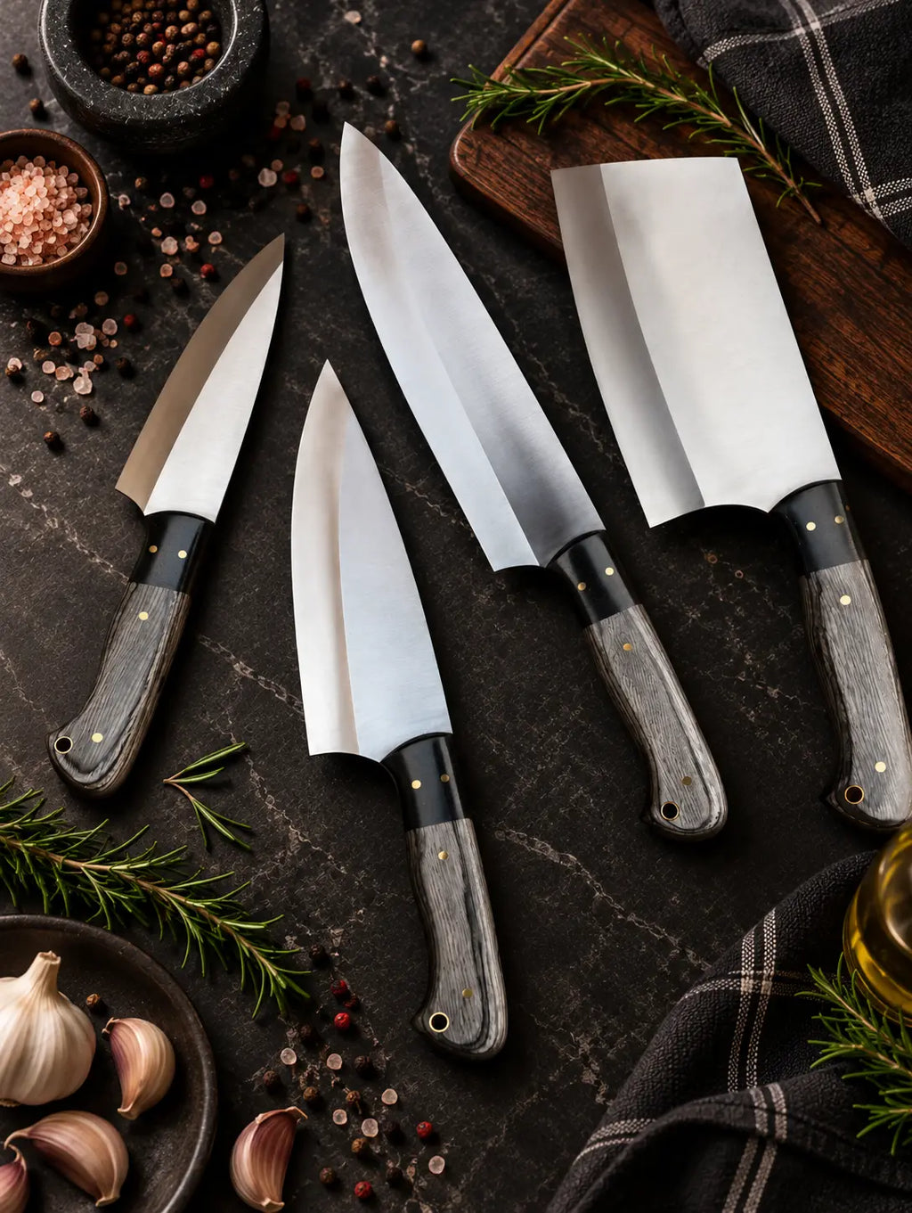Handmade J2 Steel Chef Knife Set – Full Tang Wood Handle Kitchen Set My Store