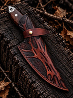 Rosewood handle with steel pins and engraved steel pommel cap detail