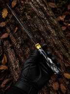 D2 steel hunting knife with sheath - full length view