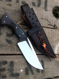 Handmade D2 steel hunting knife with black handle - full view