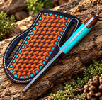 Damascus bull cutter notched blade tip close-up