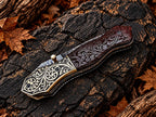 Folding knife with leather sheath - angle 5