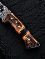 Stag horn handle with black micarta spacer and brass accent detail