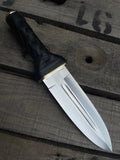 Handmade double edge dagger knife with brass fittings and wrapped handle - full view