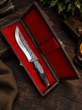 Ornate  Hunting Knife – Engraved Blade, Luxury Gift Box Lycan Handmade Style
