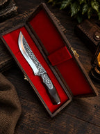 Ornate  Hunting Knife – Engraved Blade, Luxury Gift Box Lycan Handmade Style