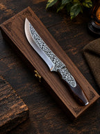 Ornate  Hunting Knife – Engraved Blade, Luxury Gift Box Lycan Handmade Style