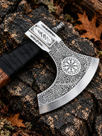Viking axe with hand-engraved carbon steel head - angle 4