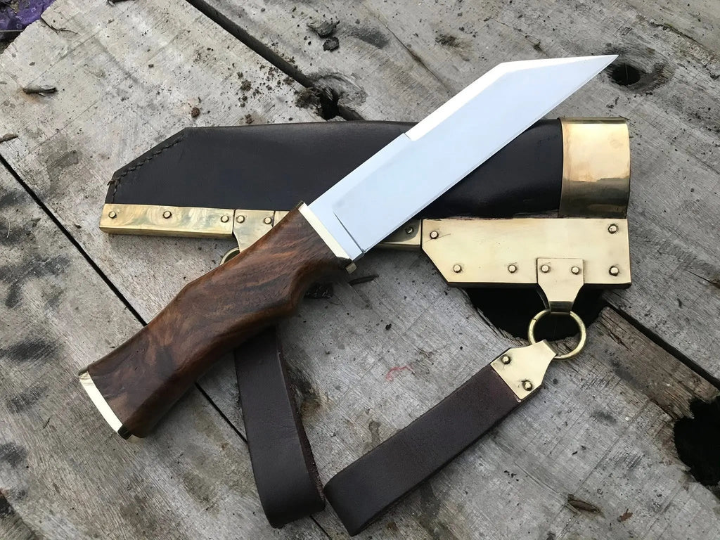 Polished D2 steel Viking seax knife blade - angle 2